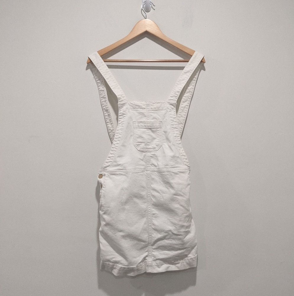 Sézane White Denim Overalls Skirt